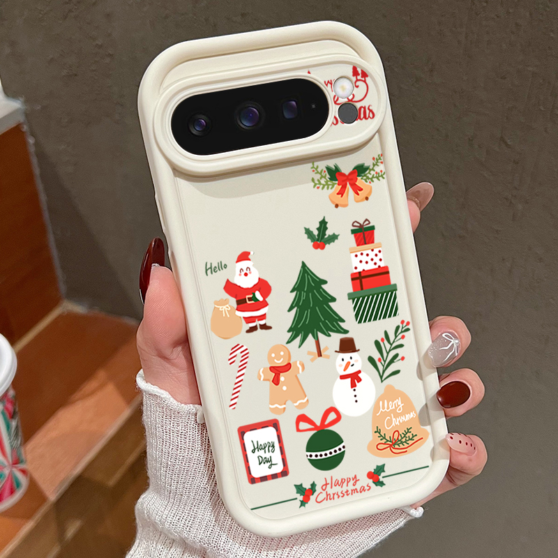 Google Pixel 9 - 해피 크리스마스 패턴 소프트 TPU 폰